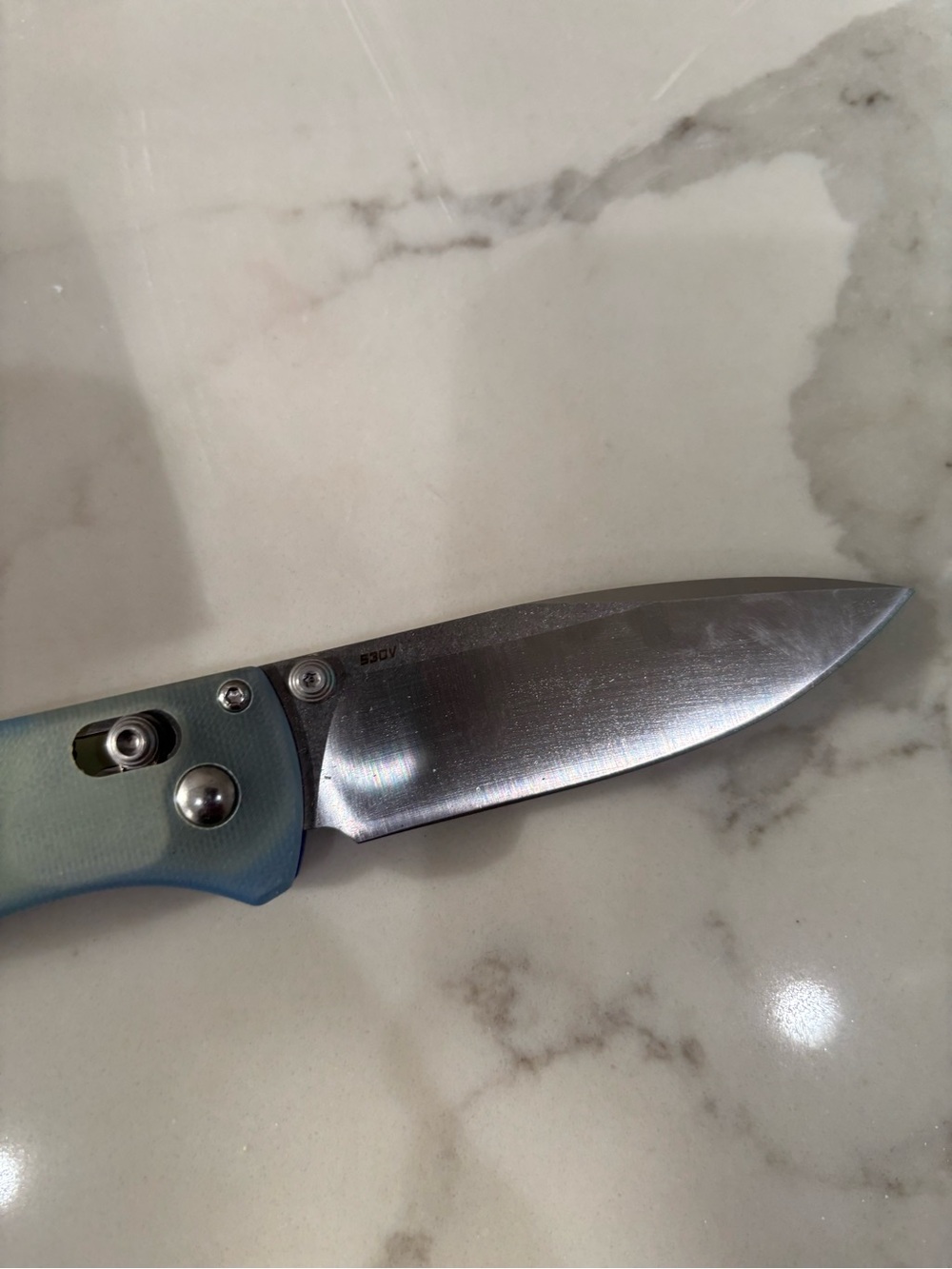 Benchmade Folding Pocket Knife with Blue - Butterfly Handle - Picture 3 of 5